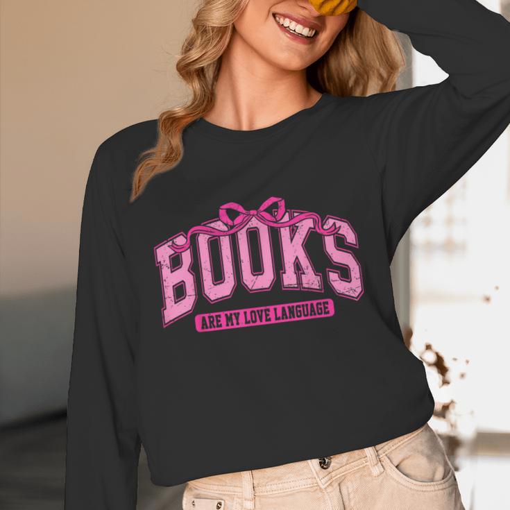 Retro Pink Coquette Bow Valentine Book Lover Varsity Unisex Long Sleeve T-Shirt Retro Pink Coquette Bow Valentine Book Lover Varsity Unisex Long Sleeve T-Shirt