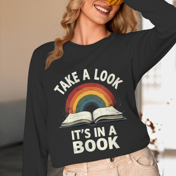 Retro Rainbow Take A Look It's In A Book Reading Unisex Long Sleeve T-Shirt