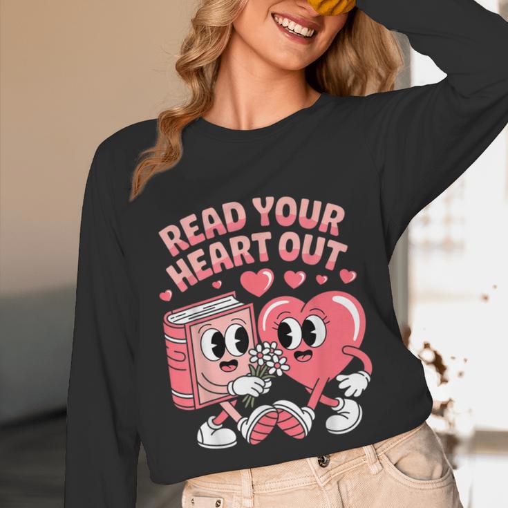Retro Read Your Heart Out Valentine's Day Teacher Book Lover Unisex Long Sleeve T-Shirt