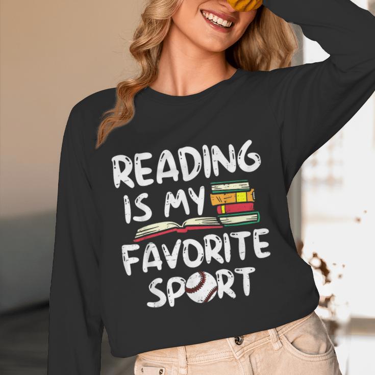 Retro Reading Is My Favorite Sport Baseball World Book Day Unisex Long Sleeve T-Shirt