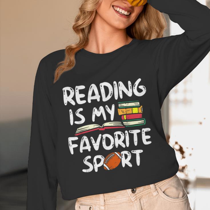 Retro Reading Is My Favorite Sport Football World Book Day Unisex Long Sleeve T-Shirt