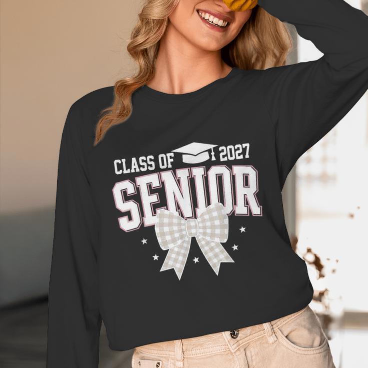 Retro Senior 2027 Girl Coquette Bow Class Of 2027 Graduation Unisex Long Sleeve T-Shirt