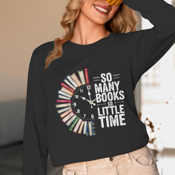 Retro So Many Books Little Time Book Clock Reading Unisex Long Sleeve T-Shirt