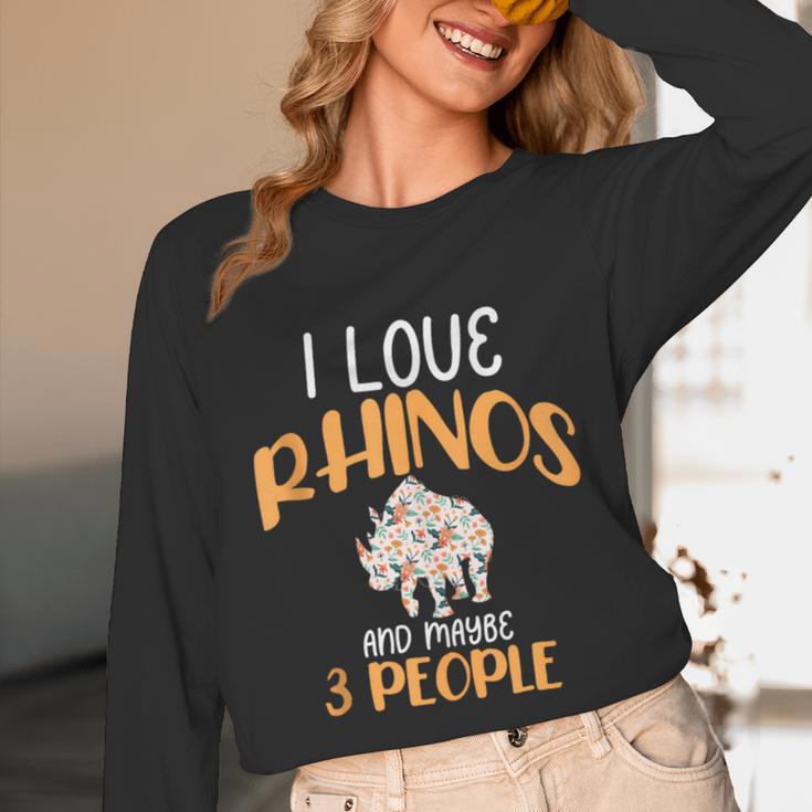 I Like Rhinos And Maybe 3 People Introvert Animal Unisex Long Sleeve T-Shirt