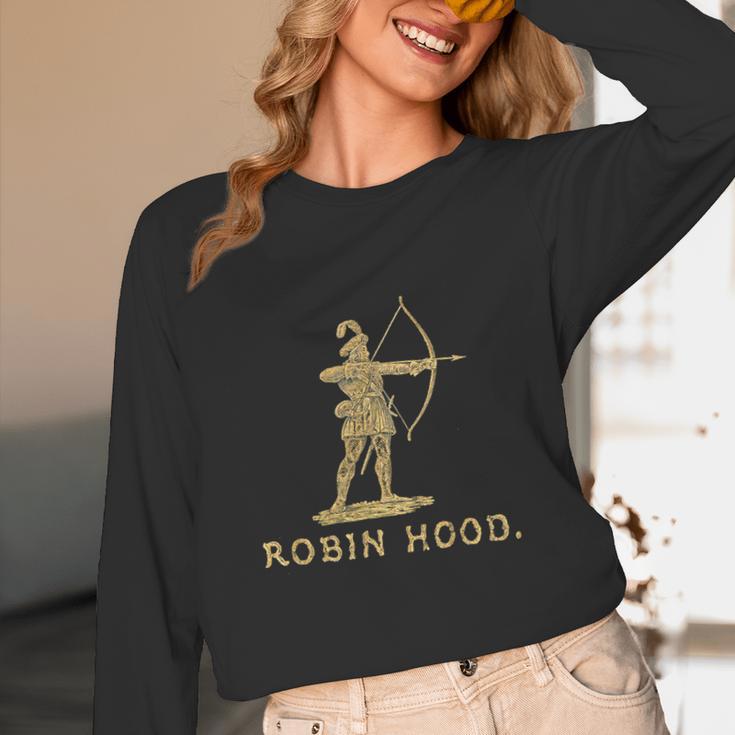 Robin Hood The Archer Book Cover Illustration In Gold Unisex Long Sleeve T-Shirt