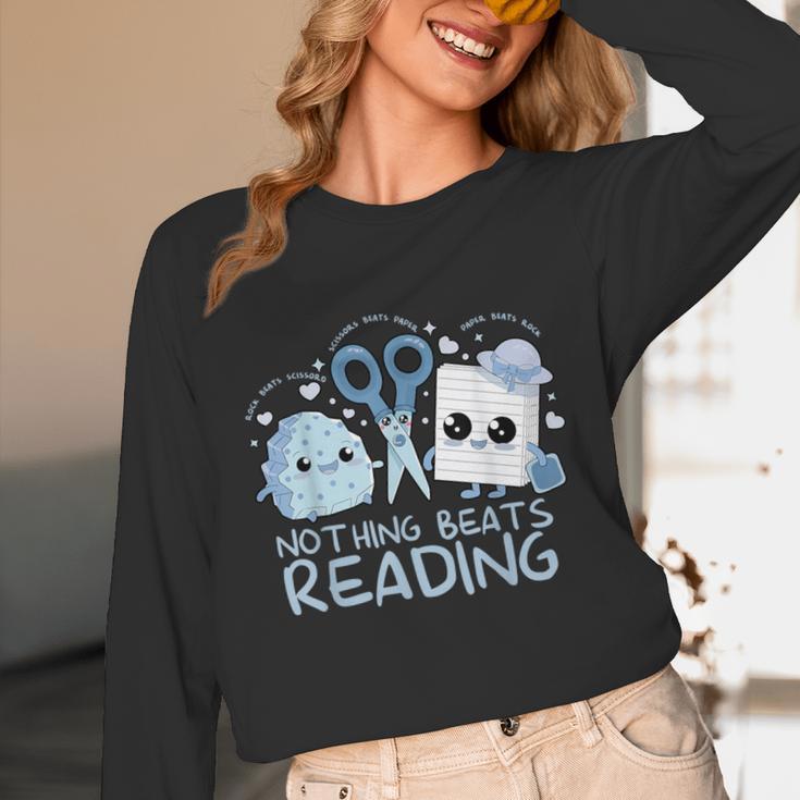 Rock Paper Scissors Nothing Beats Reading Book Lover Unisex Long Sleeve T-Shirt Rock Paper Scissors Nothing Beats Reading Book Lover Unisex Long Sleeve T-Shirt