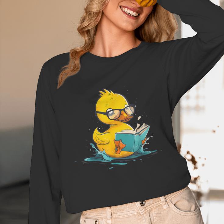 Rubber Duck Reading Book Reader Books Rubber Duckie Unisex Long Sleeve T-Shirt
