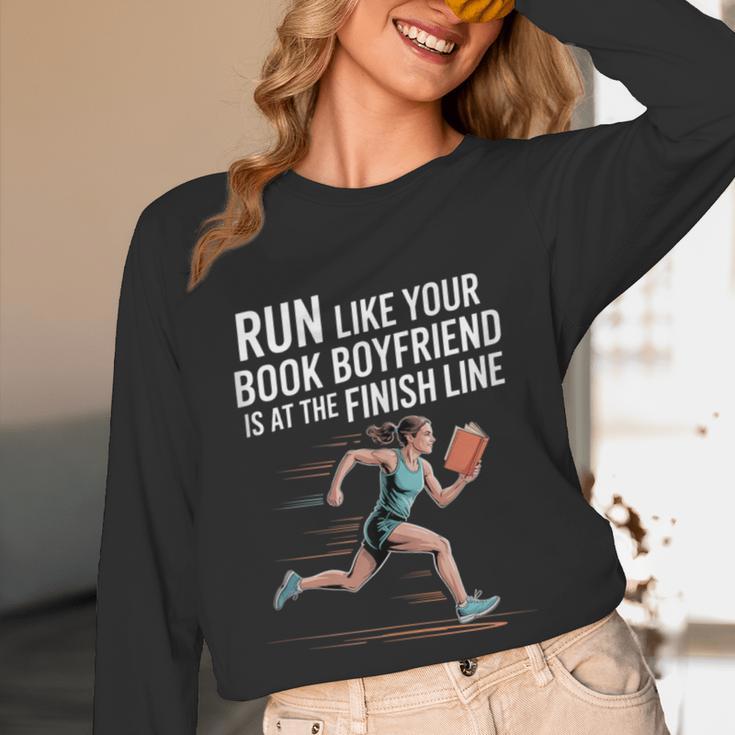 Run Like Your Book Boyfriend Is Waiting Runner Reader Unisex Long Sleeve T-Shirt Run Like Your Book Boyfriend Is Waiting Runner Reader Unisex Long Sleeve T-Shirt
