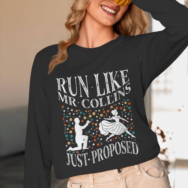 Run Like Mr Collins Just Proposed Vintage Book Quote Unisex Long Sleeve T-Shirt