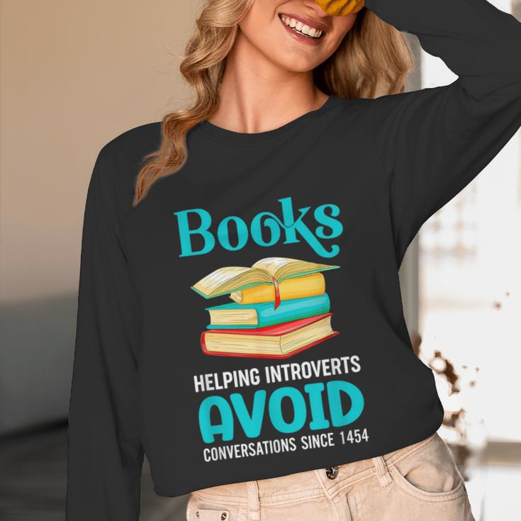 Sarcastic Books Anti Social Introvert Book Conversation Unisex Long Sleeve T-Shirt Sarcastic Books Anti Social Introvert Book Conversation Unisex Long Sleeve T-Shirt