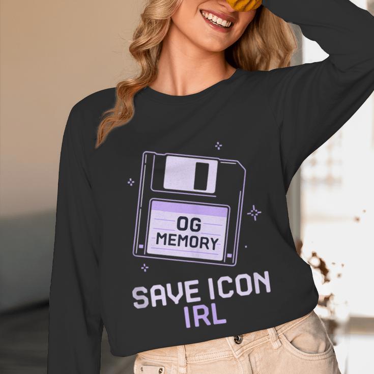 Save Icon IRL Retro Tech Humor Floppy Disk 90s Nostalgia Unisex Long Sleeve T-Shirt