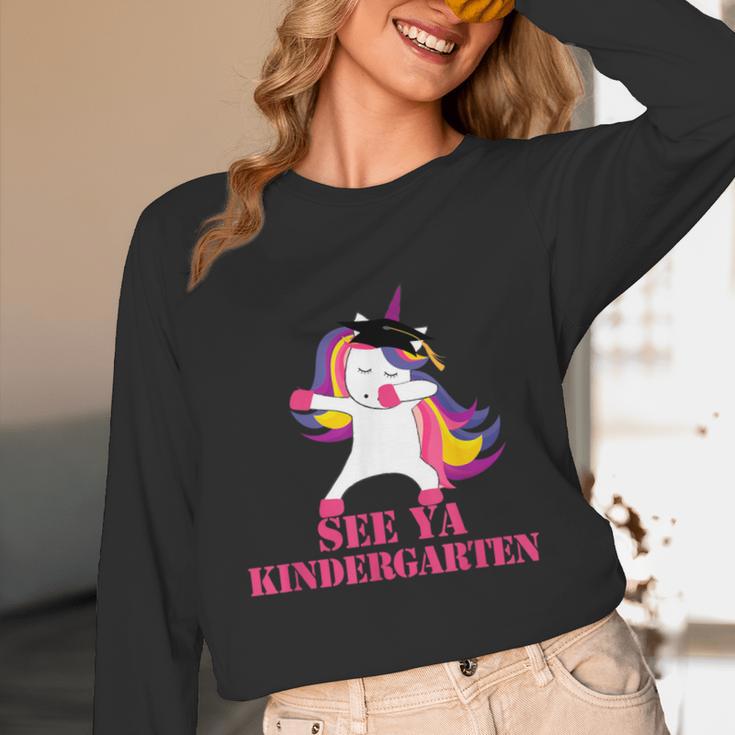 See Ya Kindergarten DABBING Unicorn Graduation Meme Unisex Long Sleeve T-Shirt
