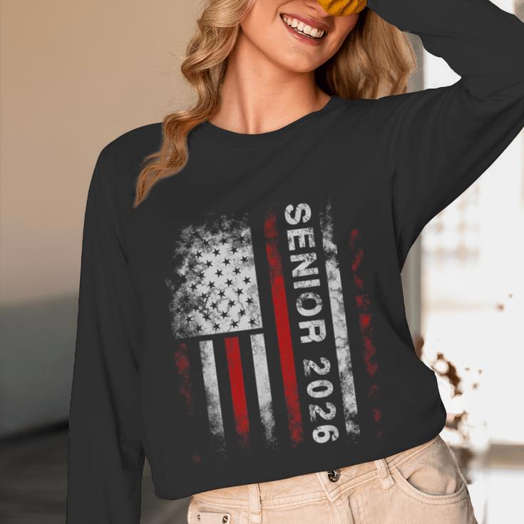 Senior 2026 American Flag Shirt USA Graduation Class Of 2026 Unisex Long Sleeve T-Shirt