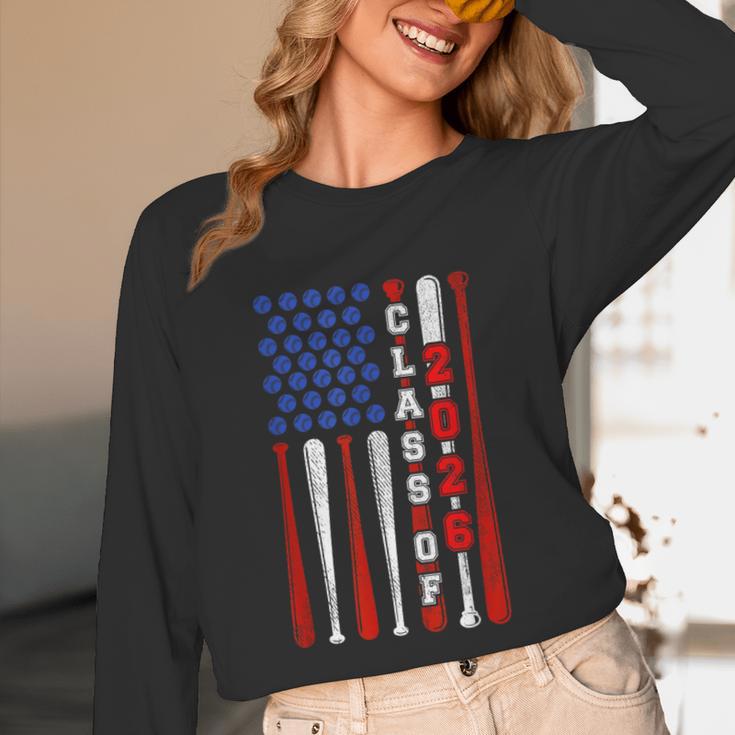 Senior 2026 Baseball American Flag Class Of 2026 Graduation Unisex Long Sleeve T-Shirt