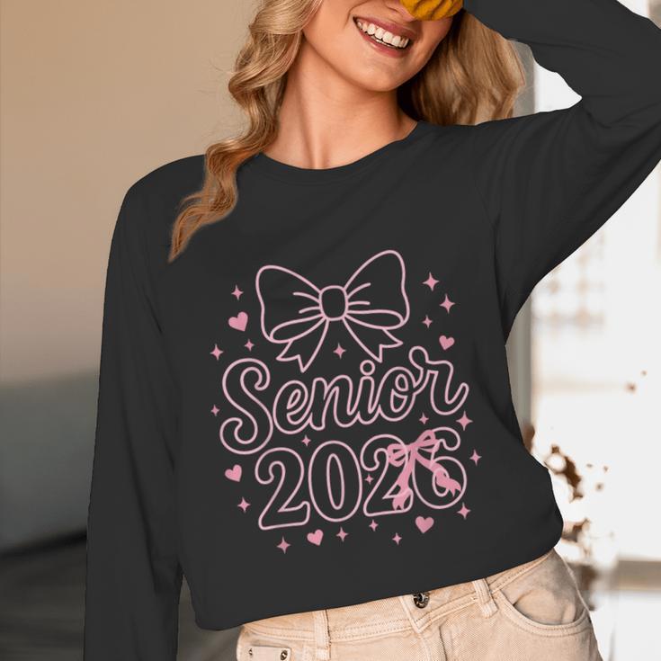 Senior 2026 Class Of 2026 Coquette Pink Bow Graduation Unisex Long Sleeve T-Shirt