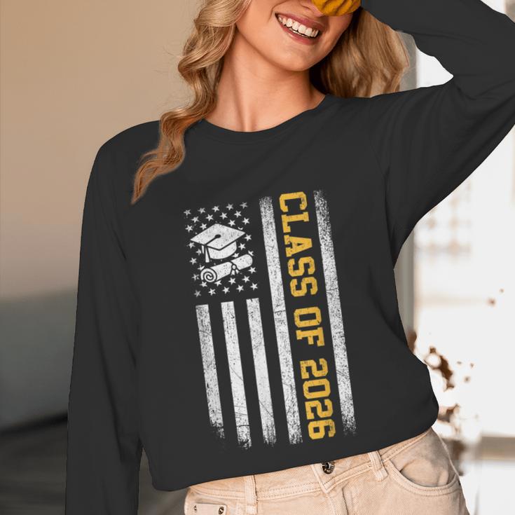 Senior 26 Class Of 2026 American Flag Graduation 2026 Unisex Long Sleeve T-Shirt