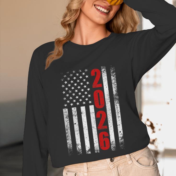 Senior Class Of 2026 Patriotic American USA Flag Graduation Unisex Long Sleeve T-Shirt
