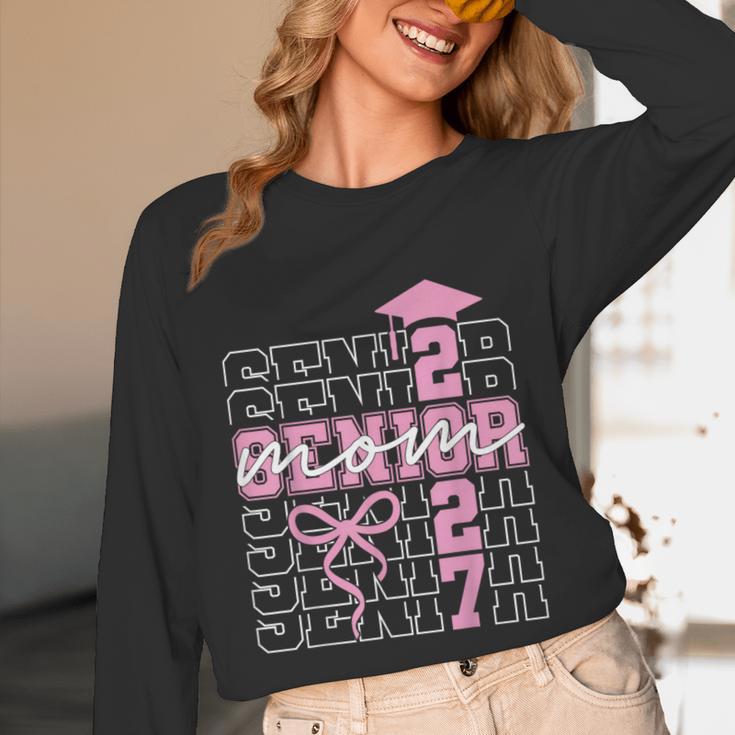 Senior Mom 2027 Class Of 2027 Coquette Bow Graduation 2027 Unisex Long Sleeve T-Shirt