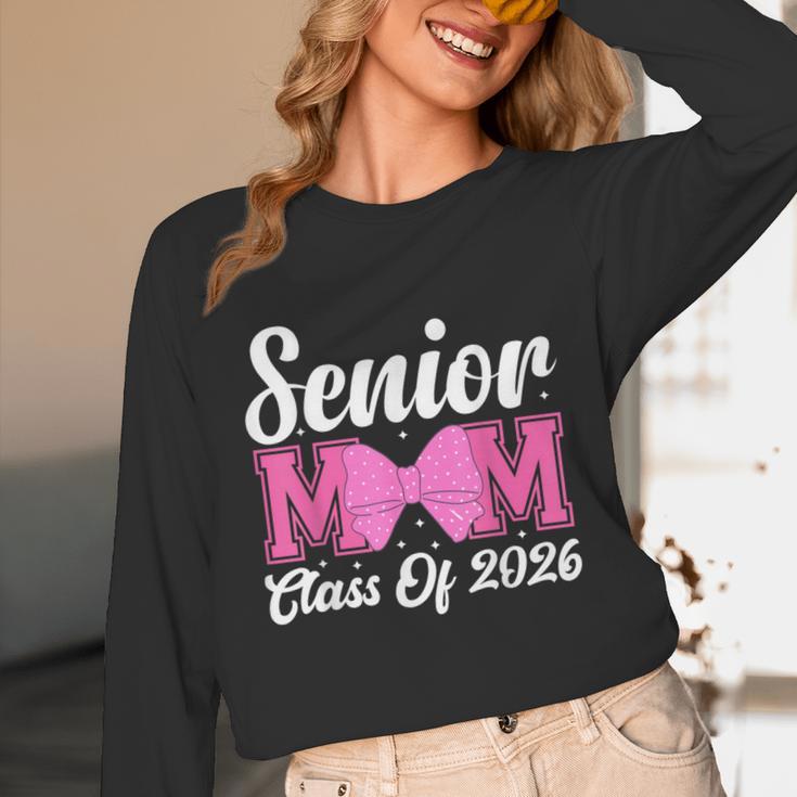 Senior Mom Class Of 2026 Pink Coquette Bow Graduation Unisex Long Sleeve T-Shirt