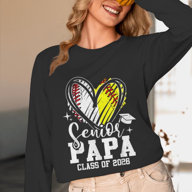 Senior Papa Class Of 2026 Baseball Softball Graduation Heart Unisex Long Sleeve T-Shirt