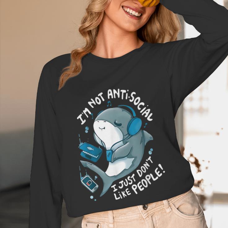 Shark Don’t Like People Antisocial Introvert Unisex Long Sleeve T-Shirt