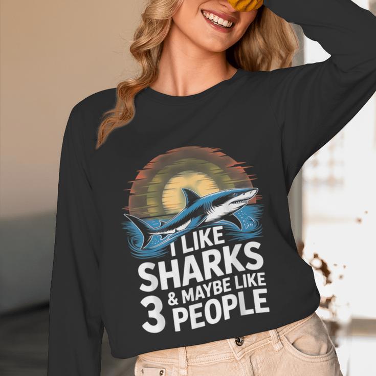 I Like Sharks & Maybe Like 3 People Humor Introverts Summer Unisex Long Sleeve T-Shirt I Like Sharks & Maybe Like 3 People Humor Introverts Summer Unisex Long Sleeve T-Shirt
