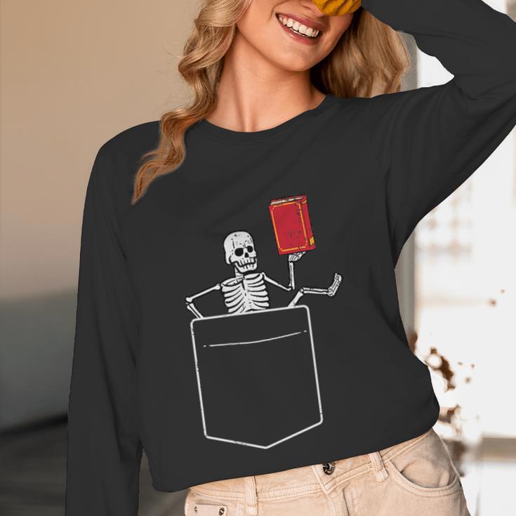 Skeleton Books Read Book Reading Librarian Across America Unisex Long Sleeve T-Shirt