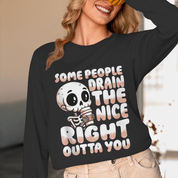 Skeleton Coffee Lover Introvert Unisex Long Sleeve T-Shirt