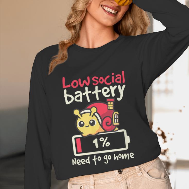 Snail Low Social Battery Need To Go Home Tee For Introvert Unisex Long Sleeve T-Shirt Snail Low Social Battery Need To Go Home Tee For Introvert Unisex Long Sleeve T-Shirt