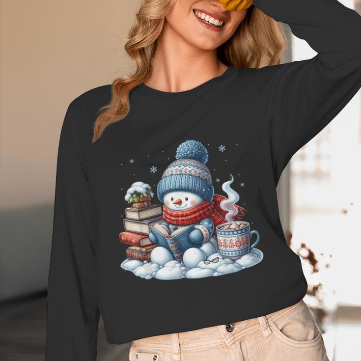 Snowman Reading Books Lovers Librarian Bookworm Christmas Unisex Long Sleeve T-Shirt Snowman Reading Books Lovers Librarian Bookworm Christmas Unisex Long Sleeve T-Shirt