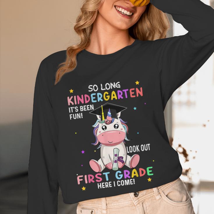 So Long Kindergarten Graduation Class 2025 Unicorn Girls Unisex Long Sleeve T-Shirt