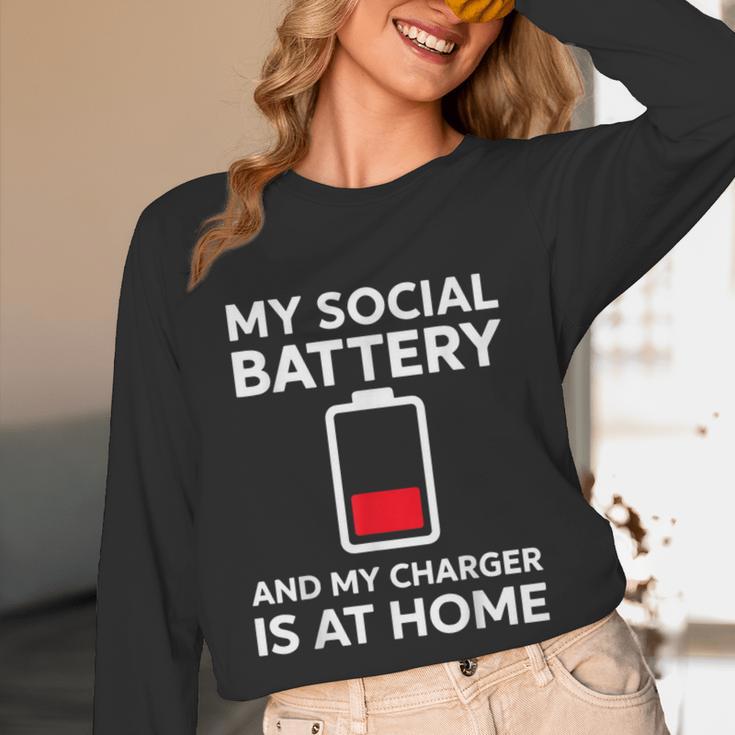 Social Battery Low Charger At Home Antisocial Introvert Unisex Long Sleeve T-Shirt Social Battery Low Charger At Home Antisocial Introvert Unisex Long Sleeve T-Shirt