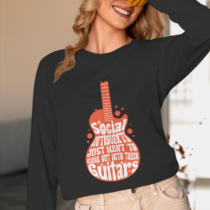 Social Introverts Hang Out With Guitars Musician Guitarist Unisex Long Sleeve T-Shirt