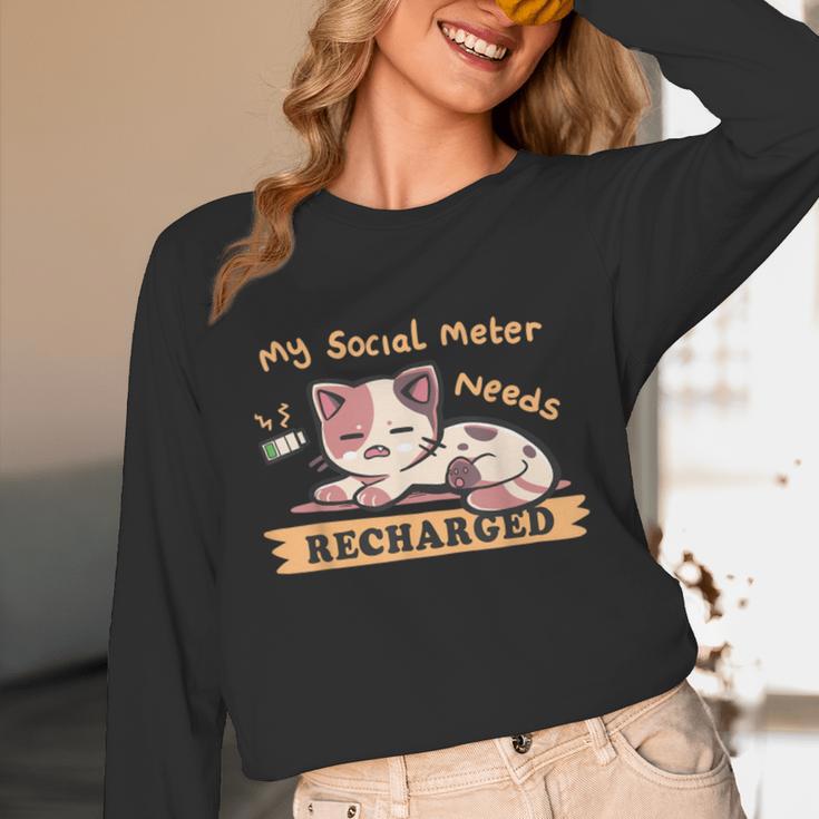 Social Meter Recharge Social Meter For Introverts Unisex Long Sleeve T-Shirt