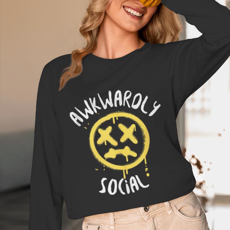 Socially Awkward Introvert Social Anxious Awkwardly Social Unisex Long Sleeve T-Shirt