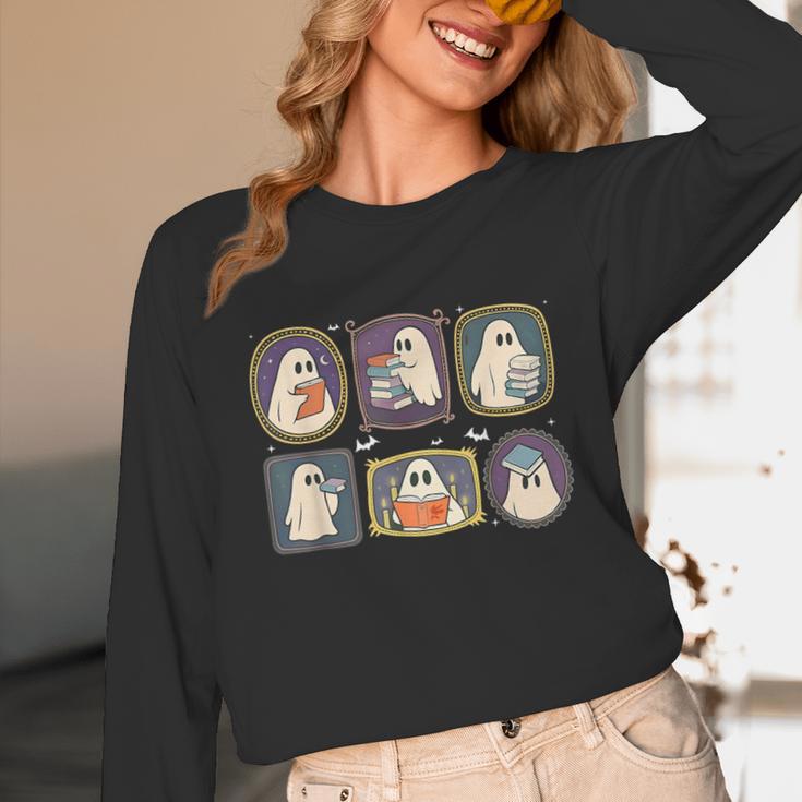 Spooky Teacher Halloween Ghost Reading Book Trick Or Treat Unisex Long Sleeve T-Shirt Spooky Teacher Halloween Ghost Reading Book Trick Or Treat Unisex Long Sleeve T-Shirt
