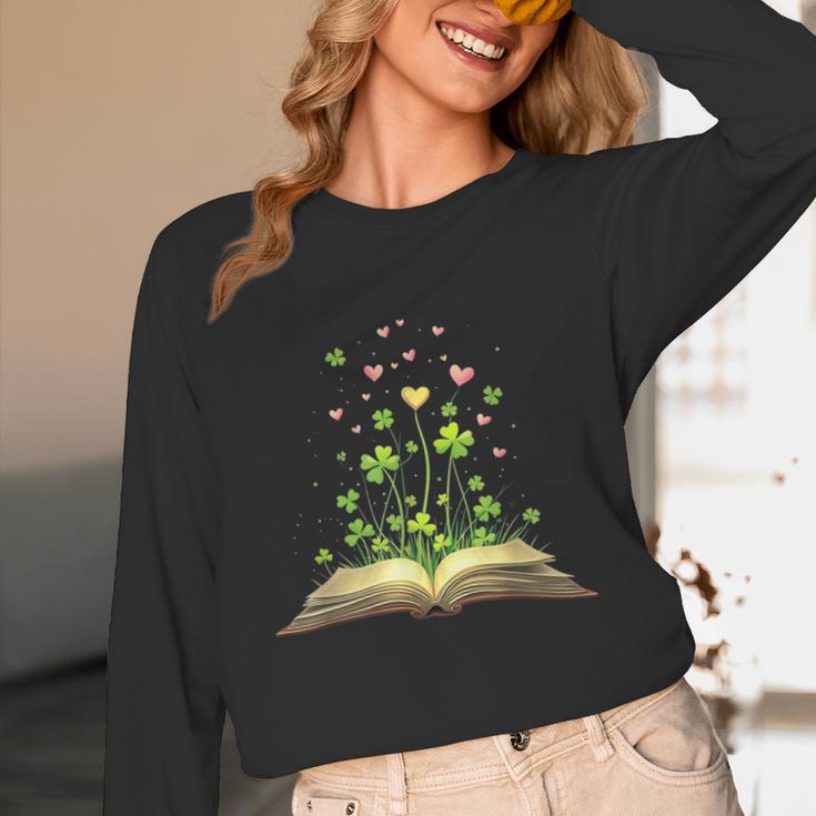 St Patricks Day Book Lover Librarian Core Shamrock Author Unisex Long Sleeve T-Shirt