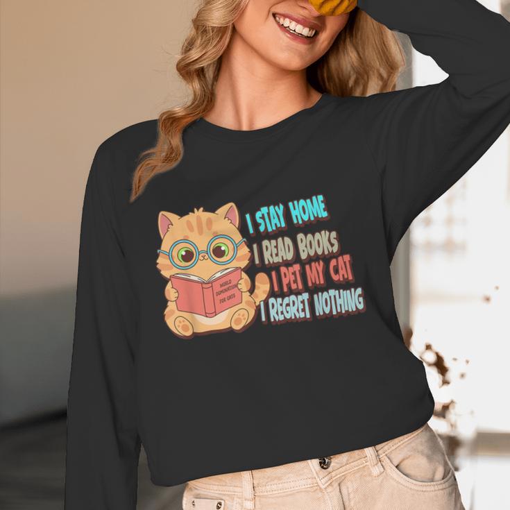 Stay Home Read Books Pet My Cat Regret Nothing Cats Book Unisex Long Sleeve T-Shirt Stay Home Read Books Pet My Cat Regret Nothing Cats Book Unisex Long Sleeve T-Shirt