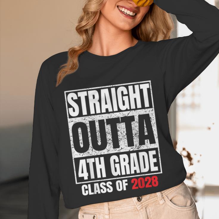 Straight Outta 4th Grade Graduation Class 2028 Fourth Grade Unisex Long Sleeve T-Shirt