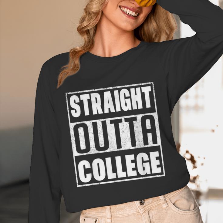 Straight Outta College Graduate Graduation 2025 Grad Men Unisex Long Sleeve T-Shirt