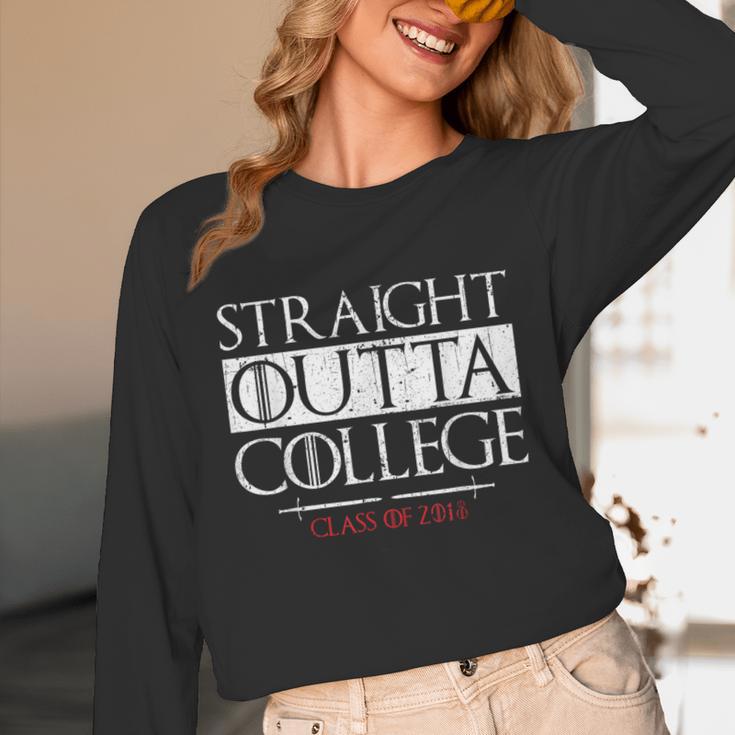 Straight Outta College Shirt Class Of 2018 Graduation Unisex Long Sleeve T-Shirt