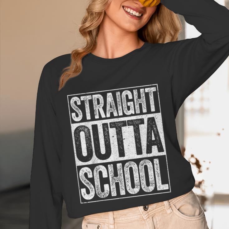 Straight Outta School Shirt Boy Girl Graduation Unisex Long Sleeve T-Shirt