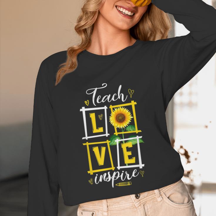 Sunflower Teach Love Inspire Cool Graduation Teacher School Unisex Long Sleeve T-Shirt
