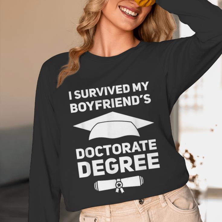 I Survived My Boyfriend's Doctorate Degree Graduation Unisex Long Sleeve T-Shirt