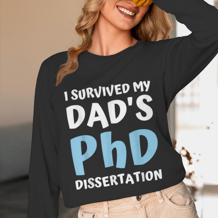 i Survived My Dad's Phd Dissertation College Graduation 2021 Unisex Long Sleeve T-Shirt