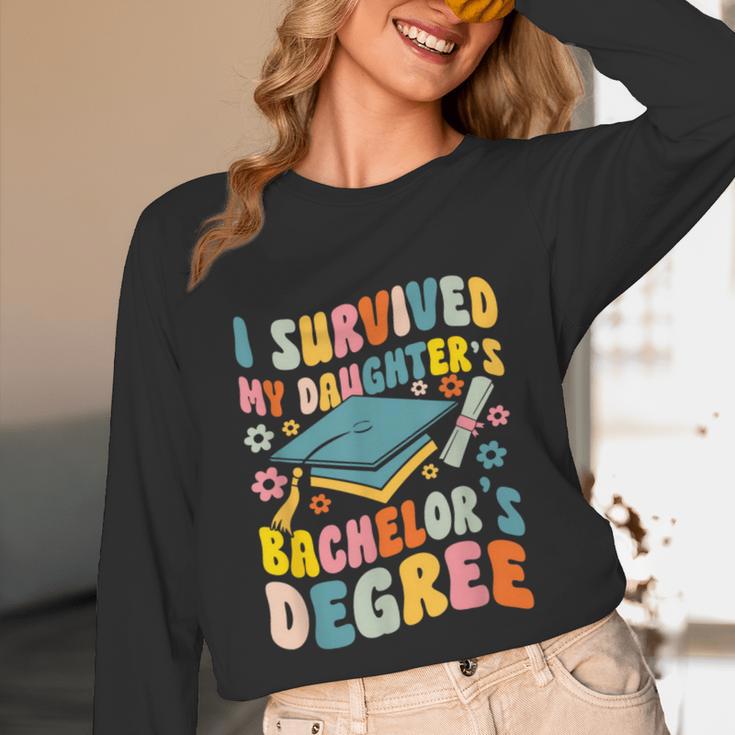 i Survived My Daughter's Bachelors Degree Groovy Graduation Unisex Long Sleeve T-Shirt