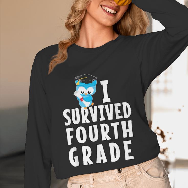 I Survived Fourth Grade Graduation Kids Owl Grad Unisex Long Sleeve T-Shirt