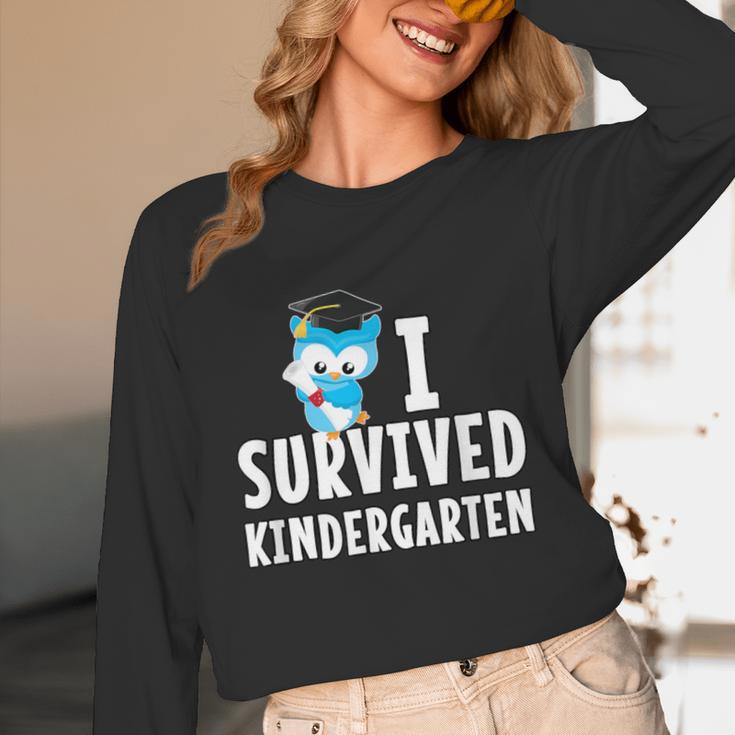 I Survived Kindergarten Graduation Kids Owl Grad Unisex Long Sleeve T-Shirt