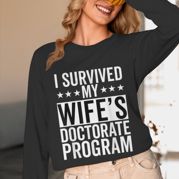 i Survived My Wife Doctorate Program PHD Wife Graduation Unisex Long Sleeve T-Shirt