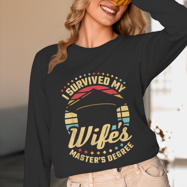 Survived My Wife's Master's Degree College Graduation Unisex Long Sleeve T-Shirt